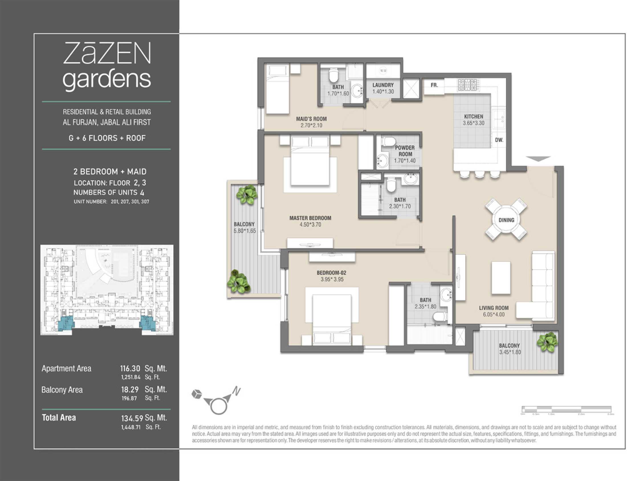 Unit Number 201, 207, 301, 307